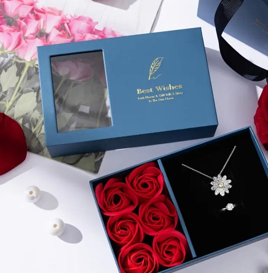 Collier fleur plus rose éternel