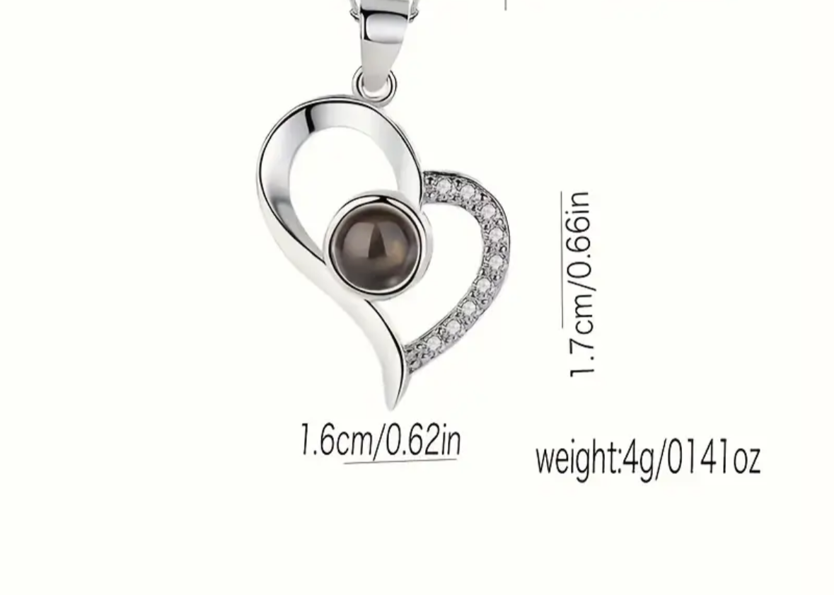 Collier cœur avec boîte rose éternel rose