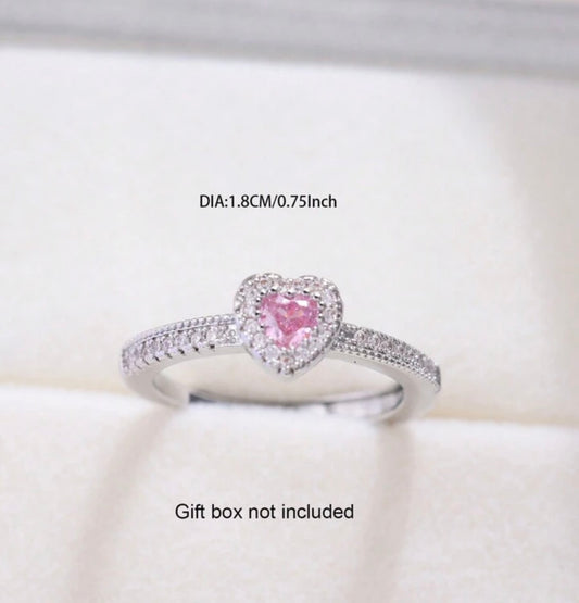 Imitation bague pandora argent cœur rose