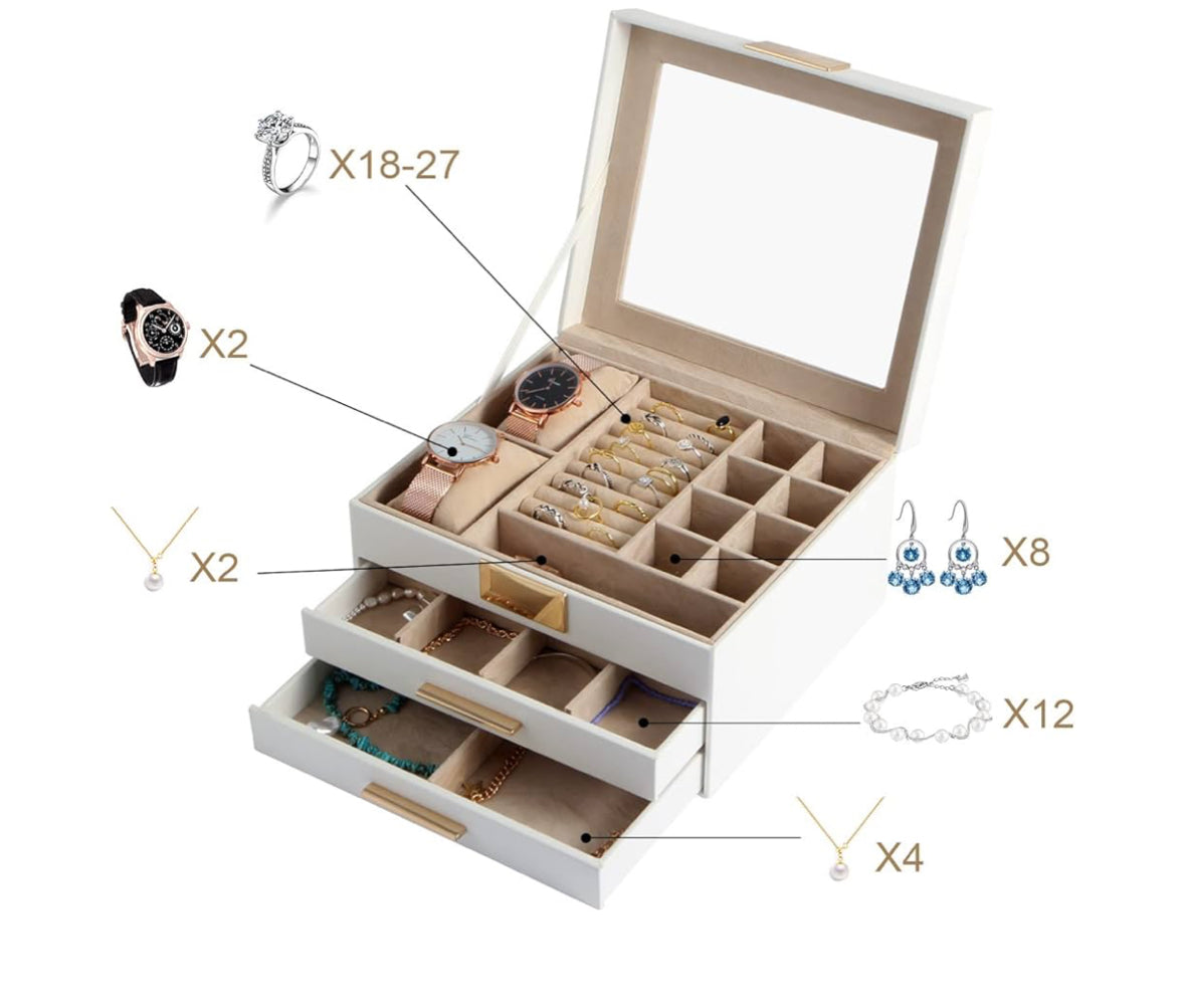 Boîte à bijoux plus 2 emplacements à montre