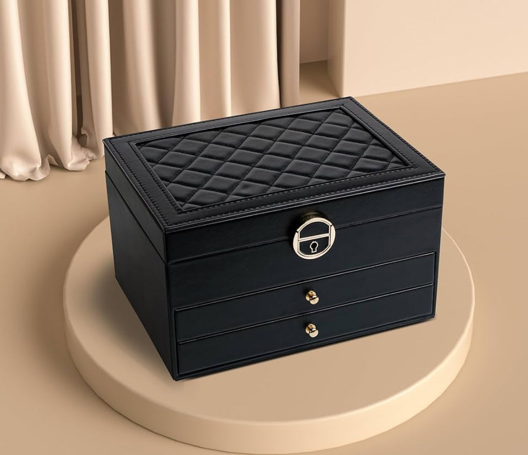 Boîte à bijoux noir / beige