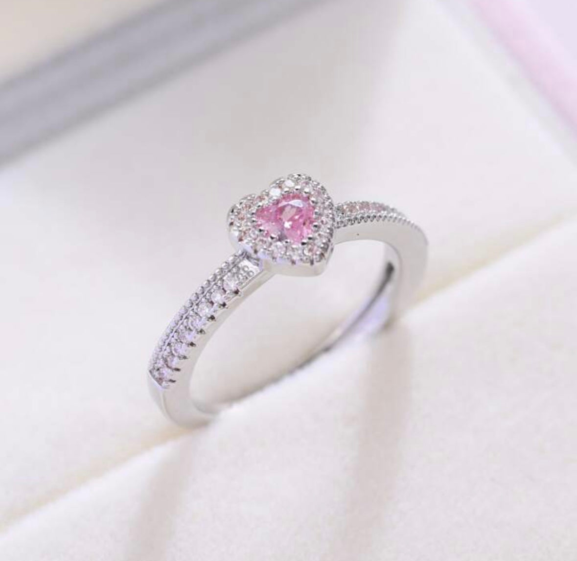 Imitation bague pandora argent cœur rose