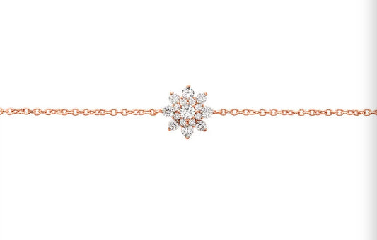 Bracelet or rose diamant fleure