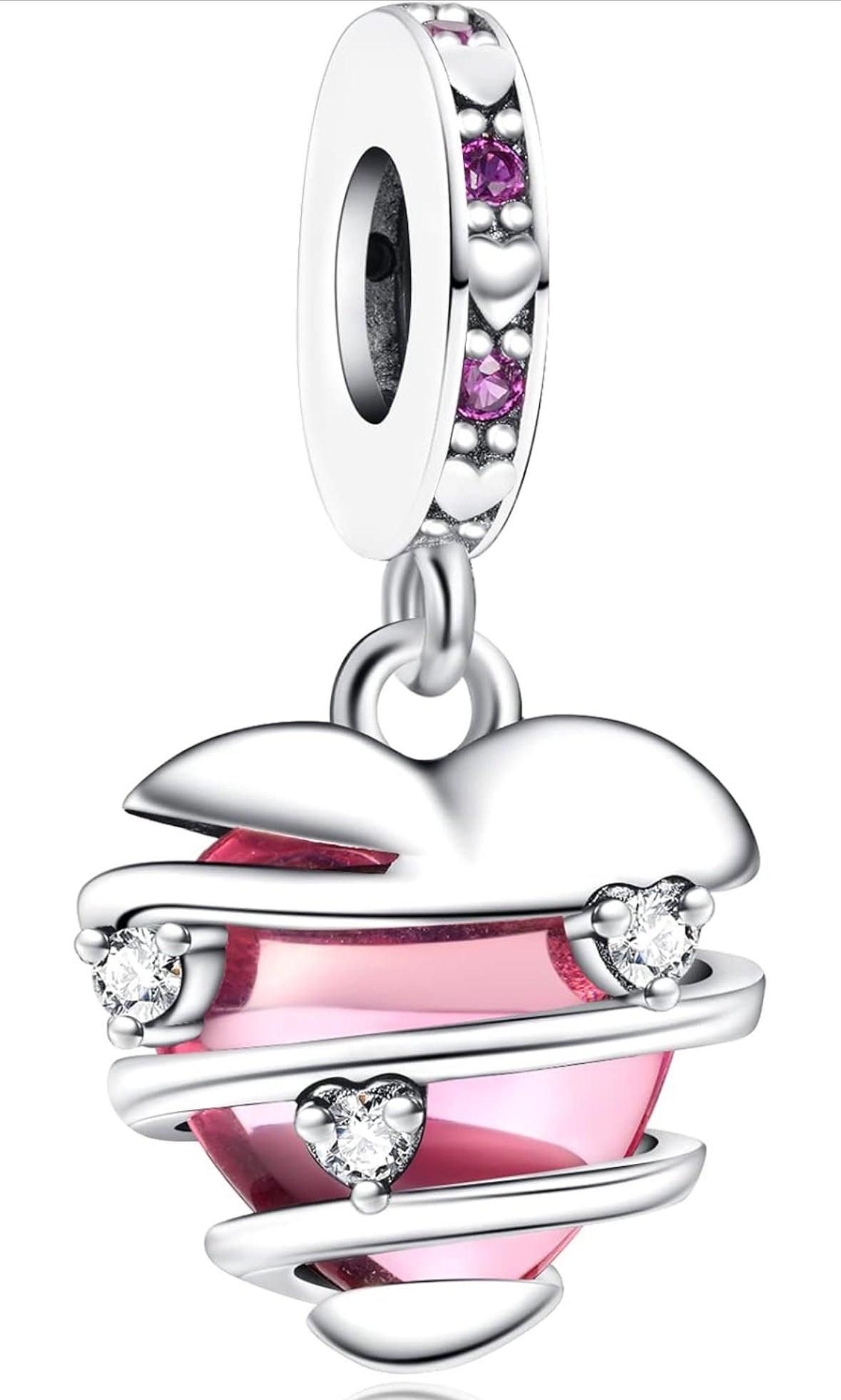 Cœur rose / acier inoxydable