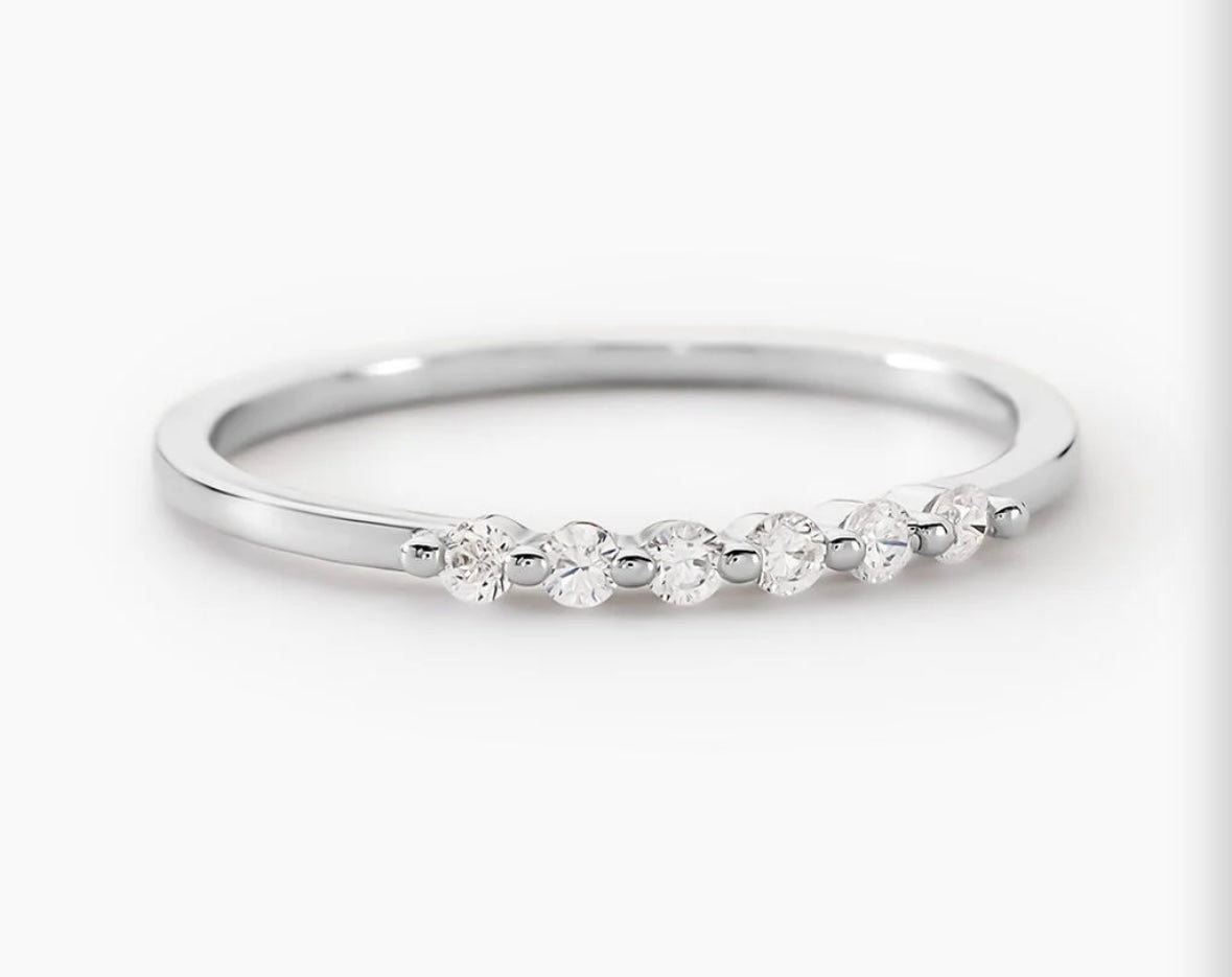 Alliance argent diamants rond