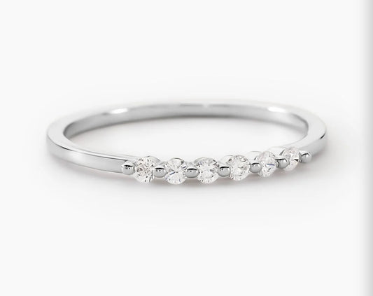 Alliance argent diamants rond