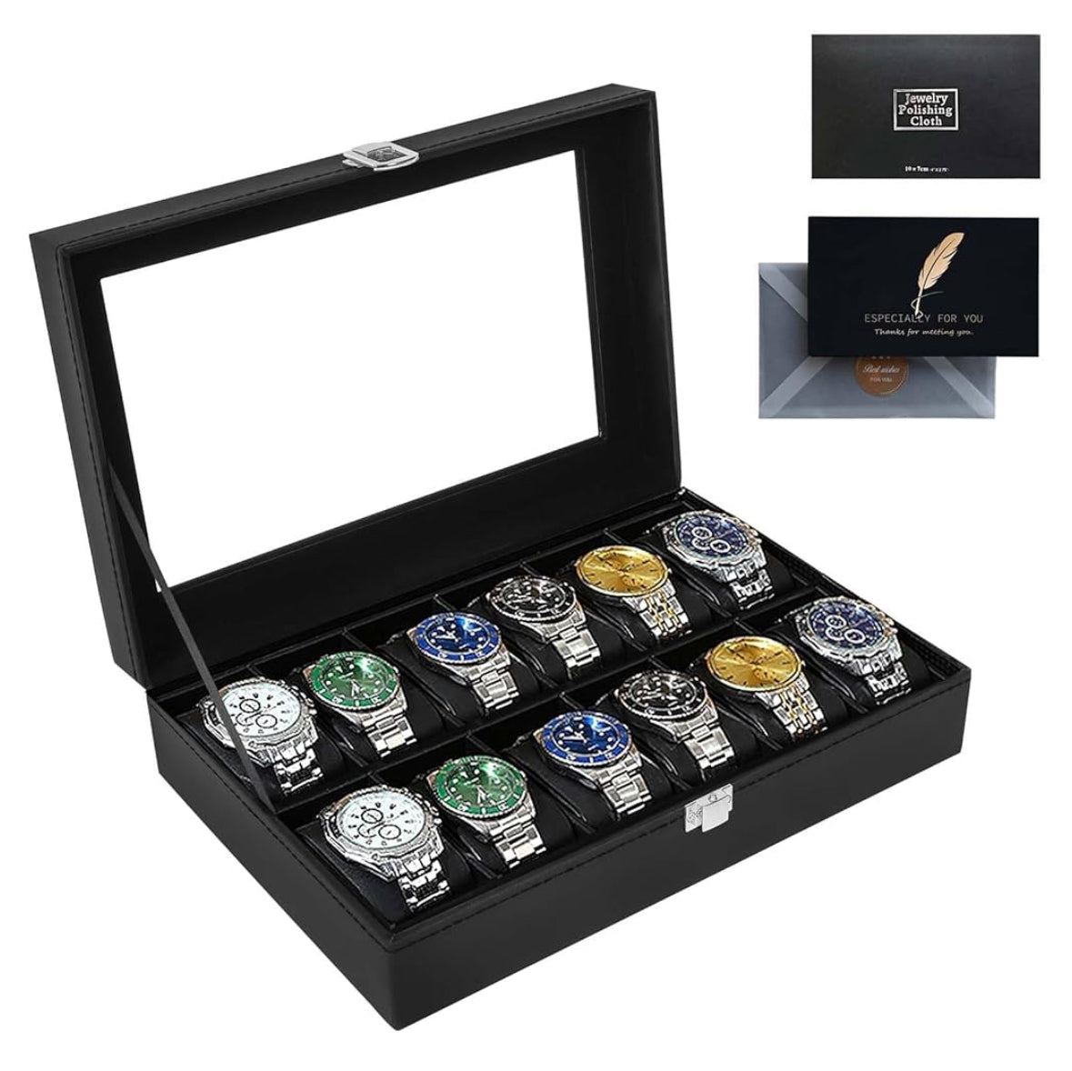 Boîte à montre noir 12 emplacements