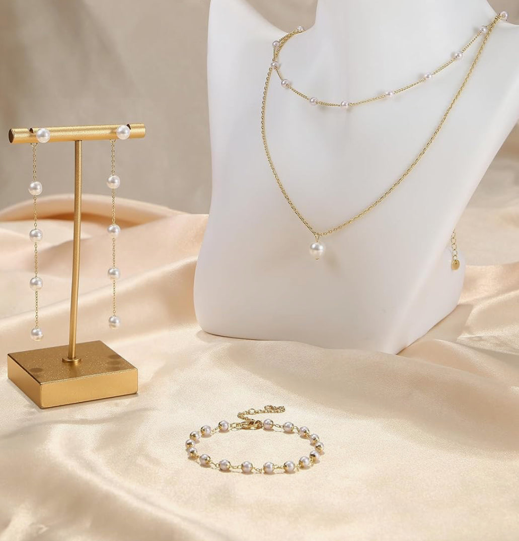 Ensemble de collier / boucles d’oreilles / et bracelet perles de culture