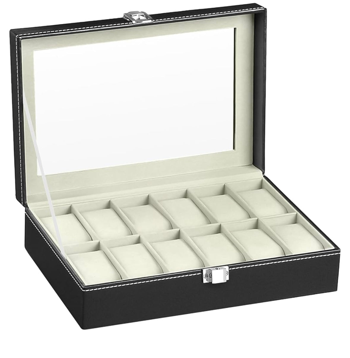 Boîte à montre 12 emplacements noir /beige