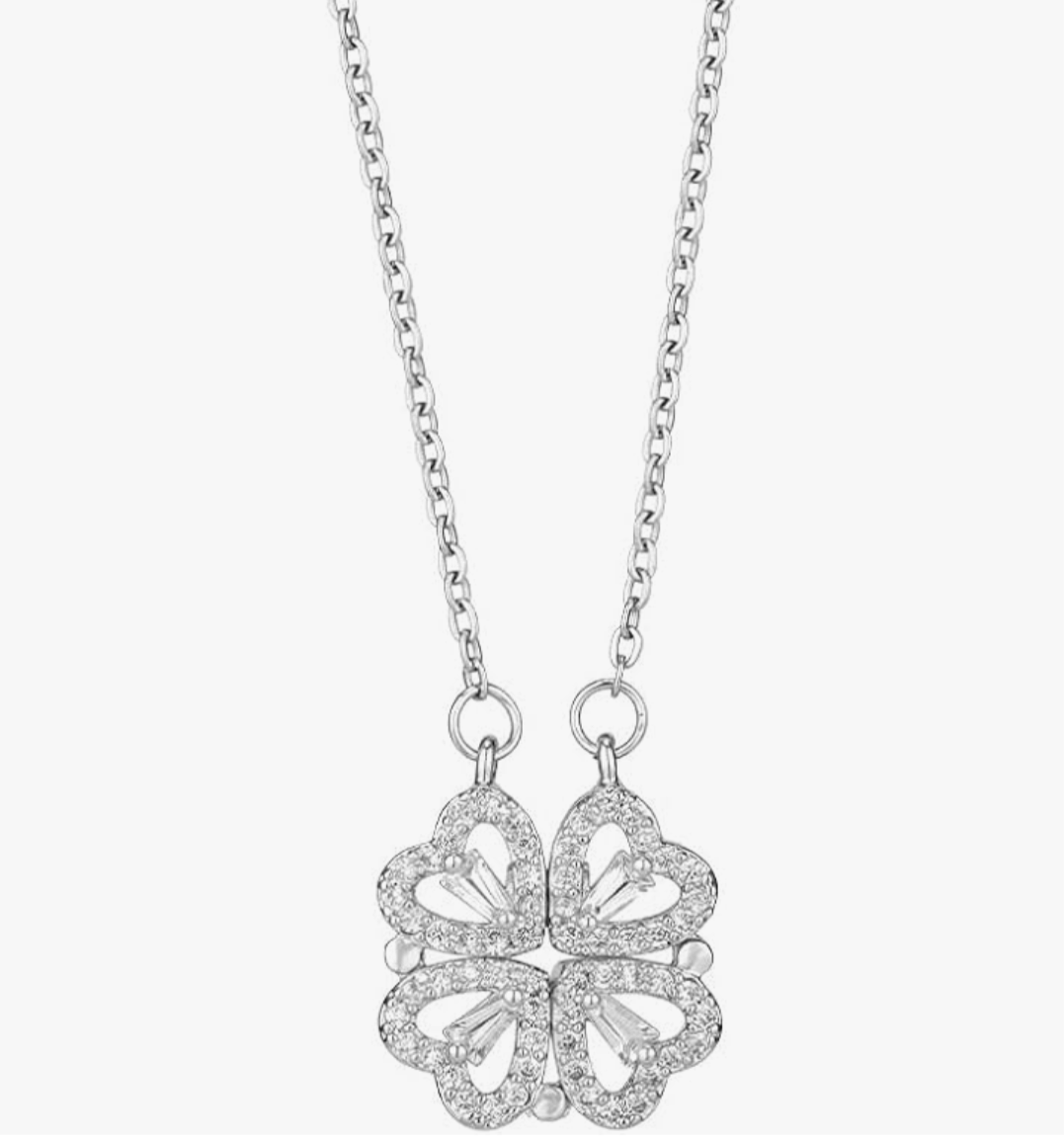 Collier argent trèfle à quatre cœur