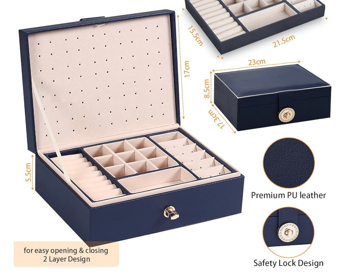 Boîte à bijoux bleu / beige