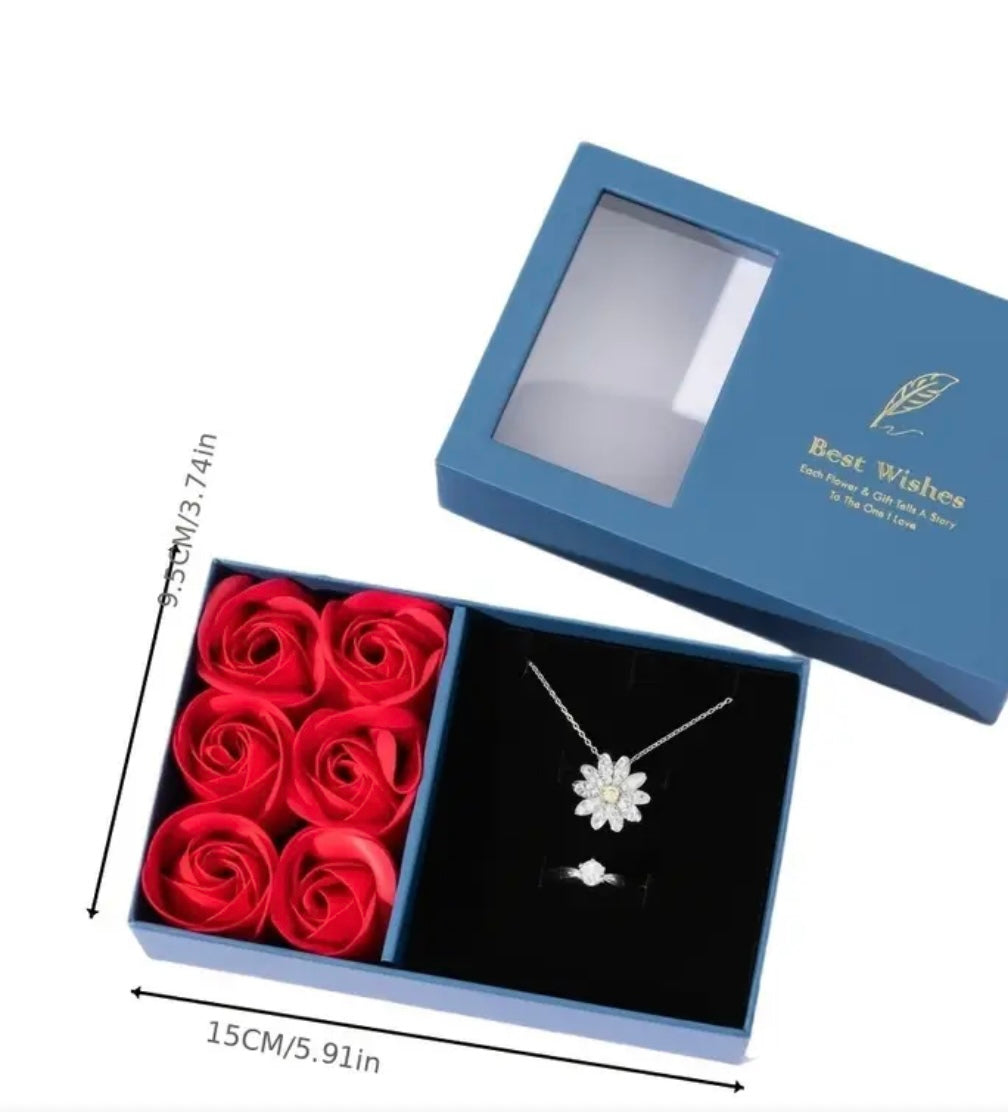 Collier fleur plus rose éternel