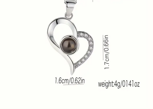 Collier cœur avec boîte rose éternel rose