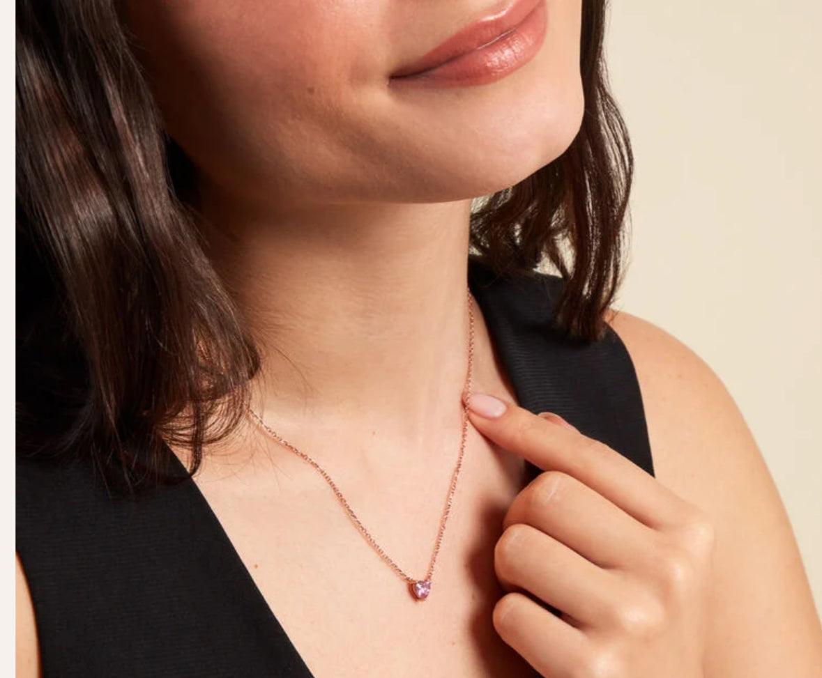 Colier femme cœur rose