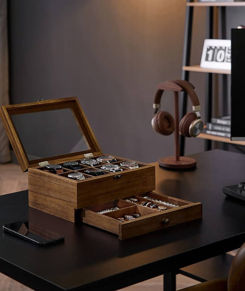 Boîte à montre et bijoux en bois