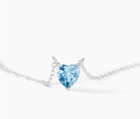 Collier argent cœur bleu