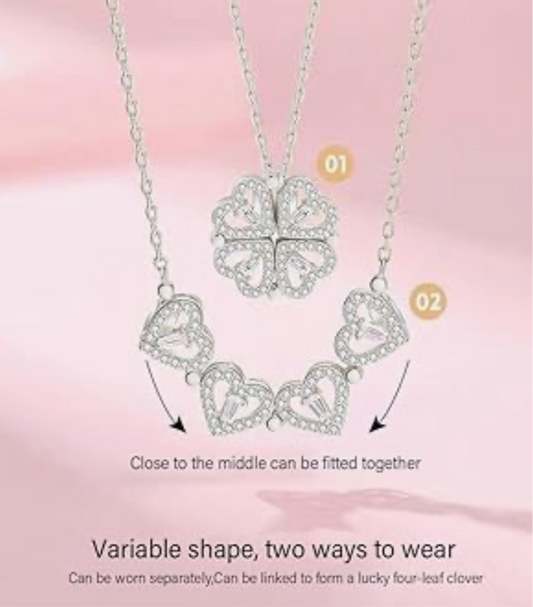 Collier argent trèfle à quatre cœur