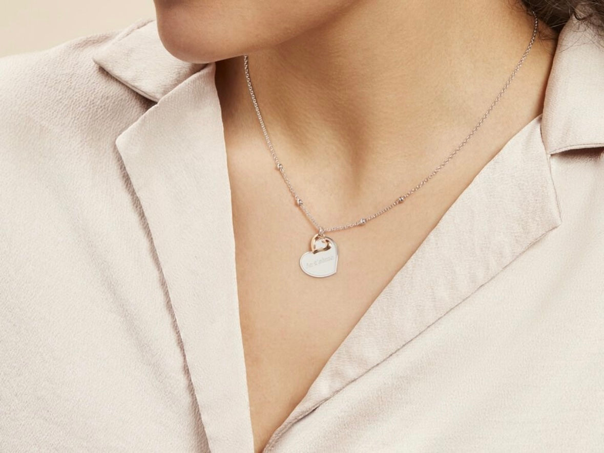 Collier cœur en argent et or rose