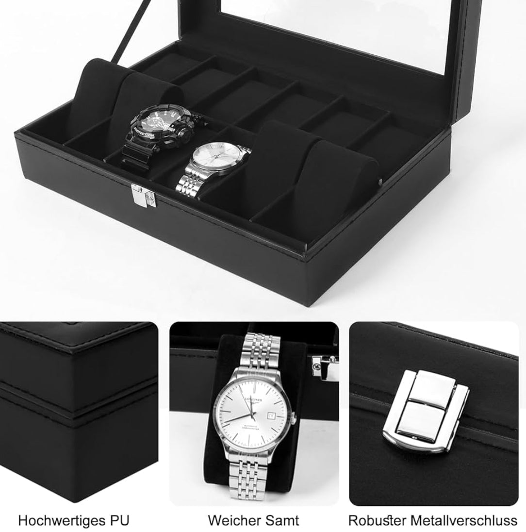 Boîte à montre noir 12 emplacements