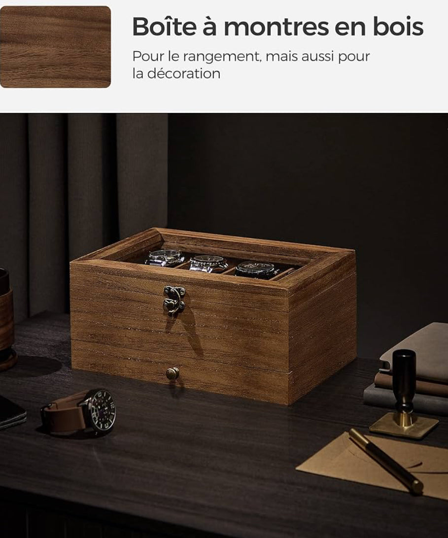 Boîte à montre et bijoux en bois
