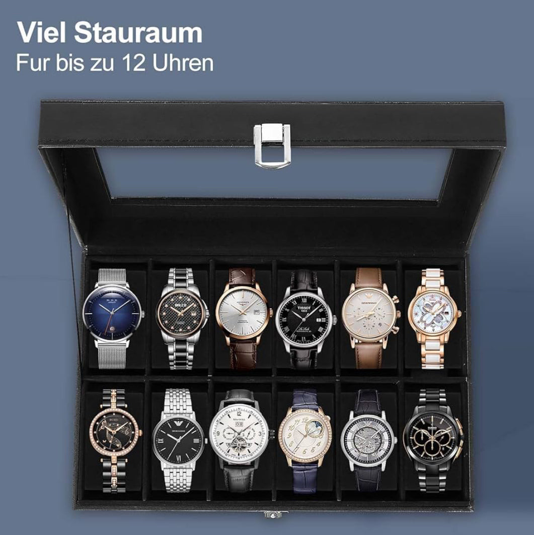 Boîte à montre noir 12 emplacements