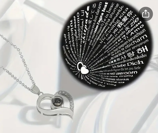 Collier cœur avec boîte rose éternel rouge