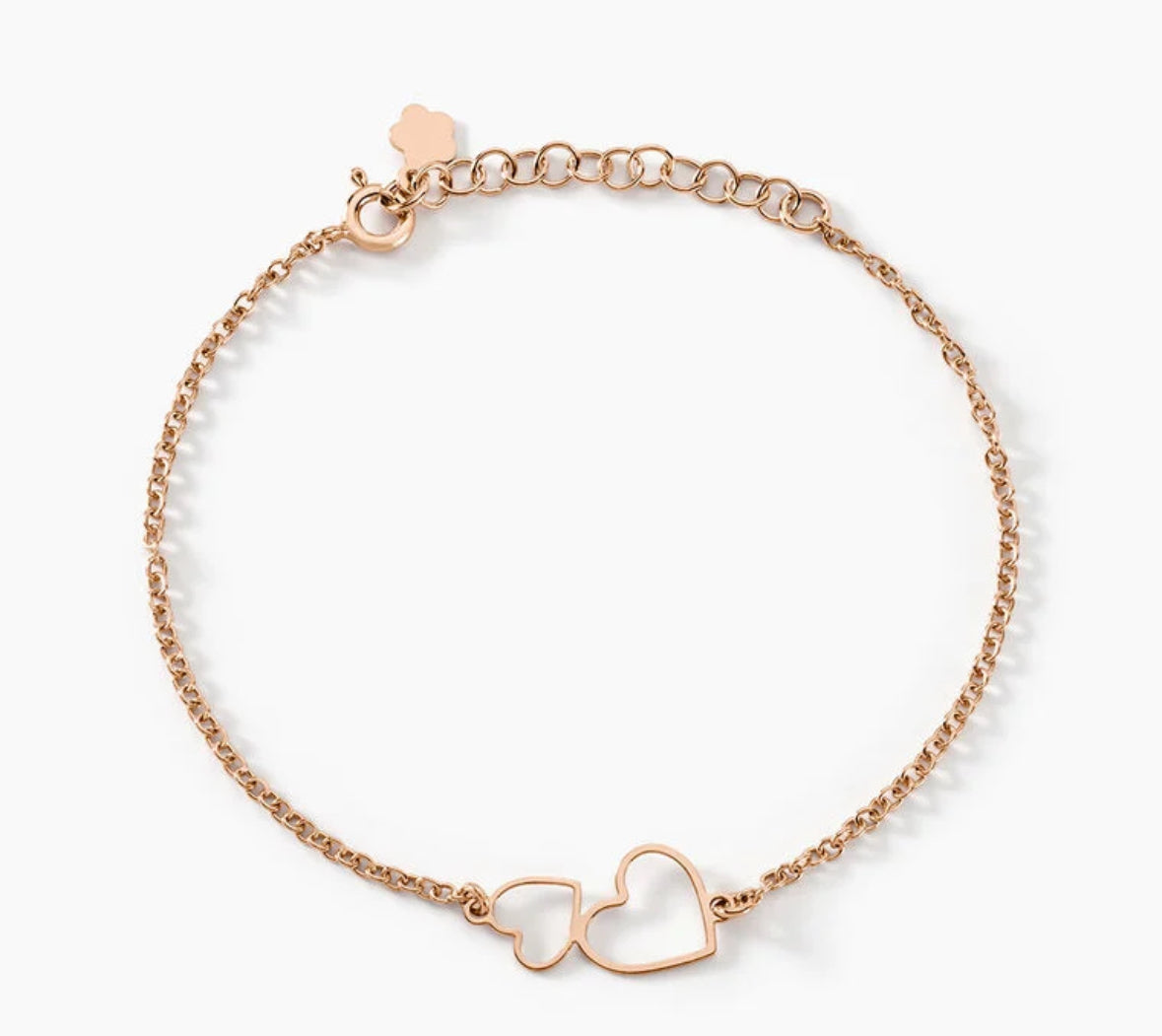 Bracelet or rose double coeur