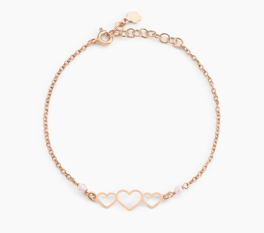 Bracelet or rose triple cœur