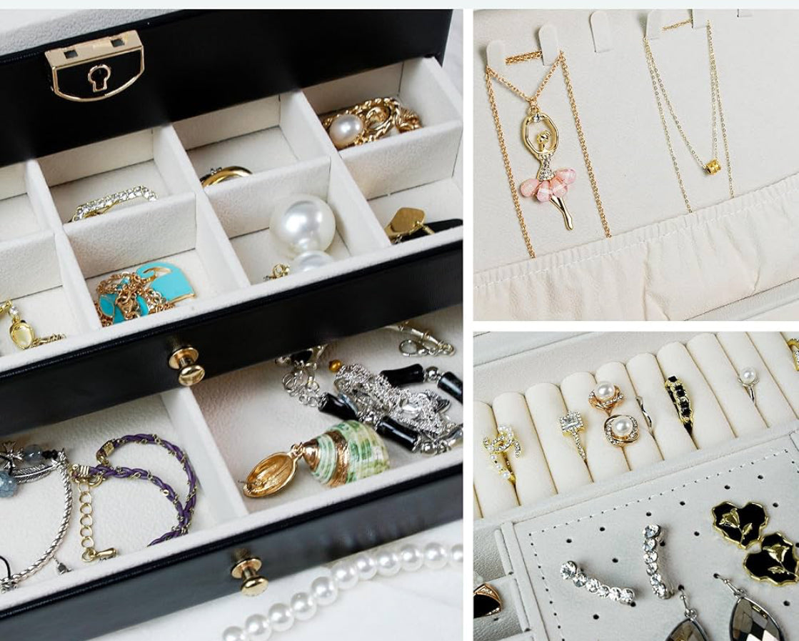 Boîte à bijoux noir / beige