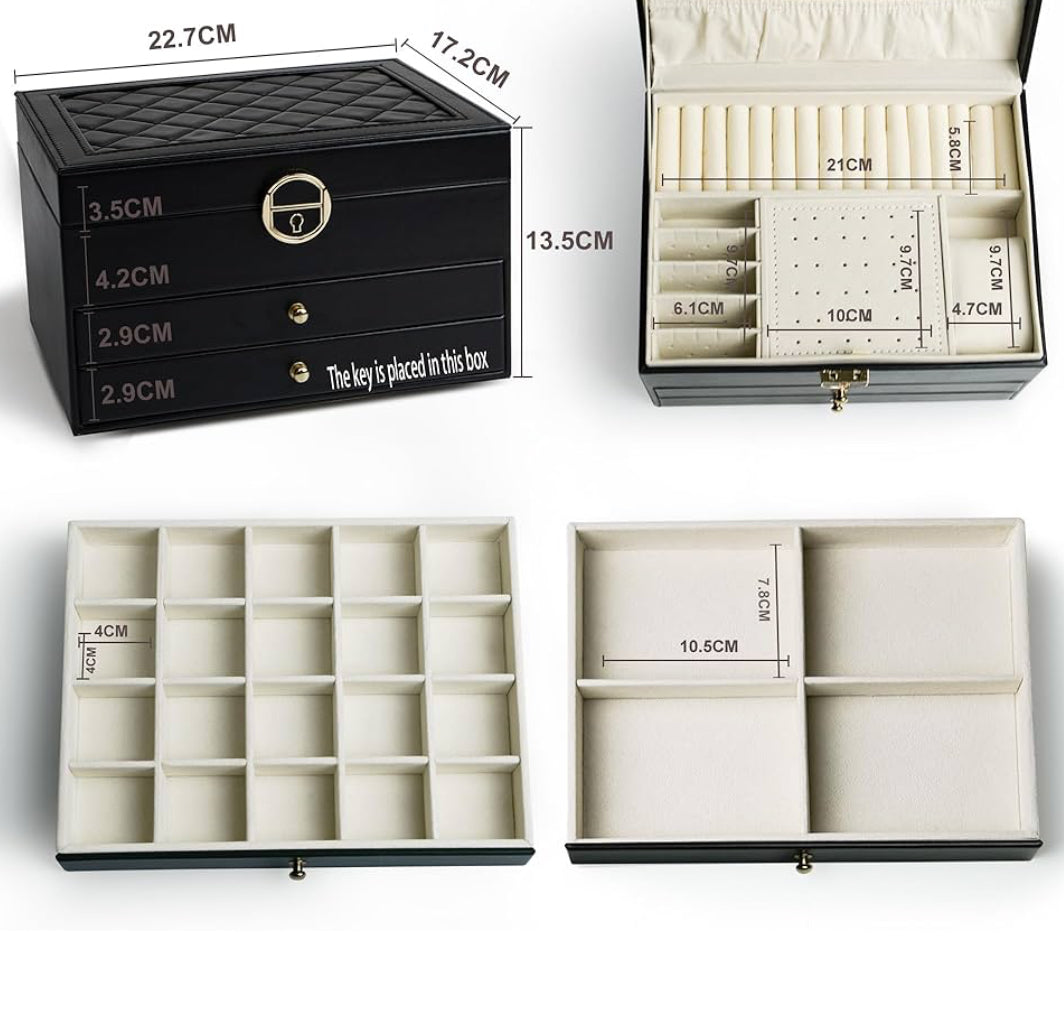 Boîte à bijoux noir / beige