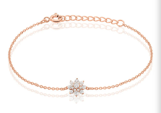 Bracelet or rose diamant fleure