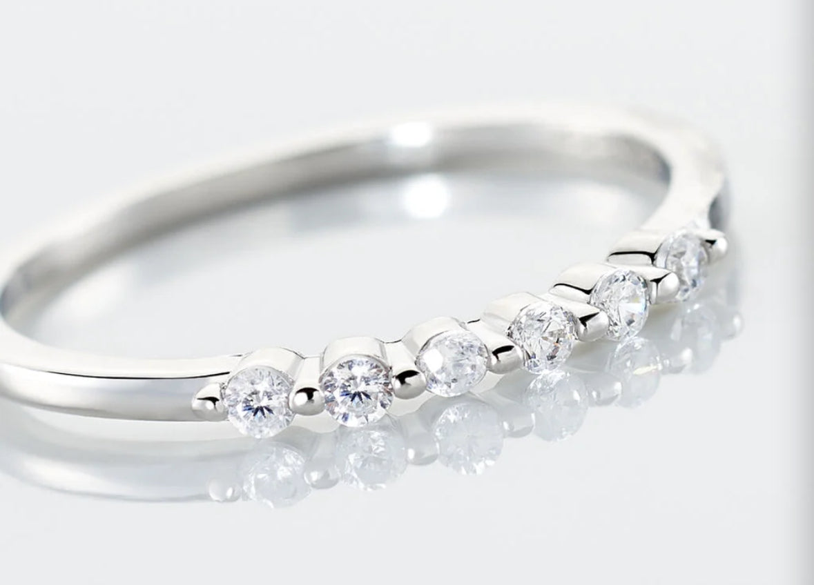 Alliance argent diamants rond