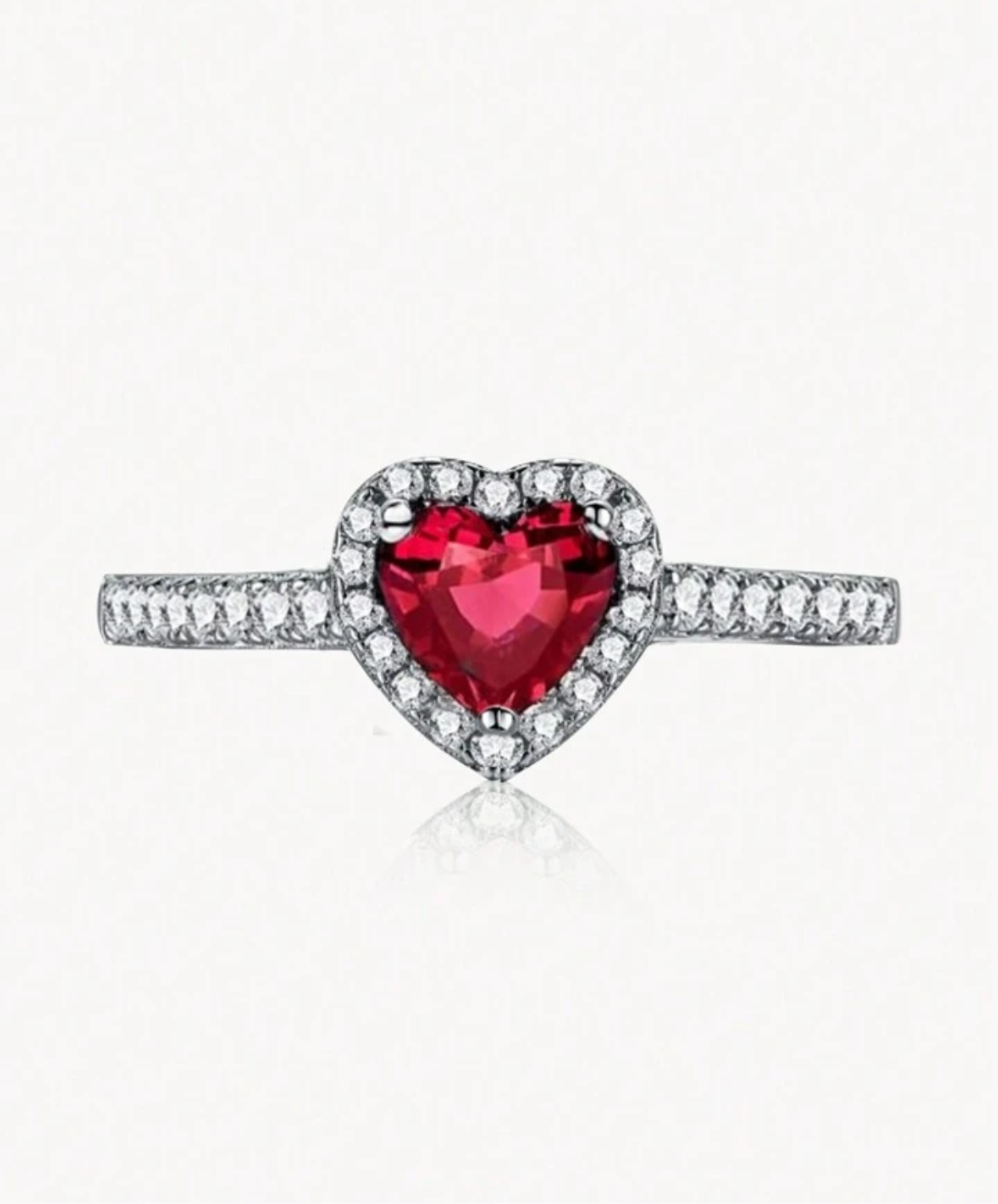 Bague imitation pandora argent cœur rouge