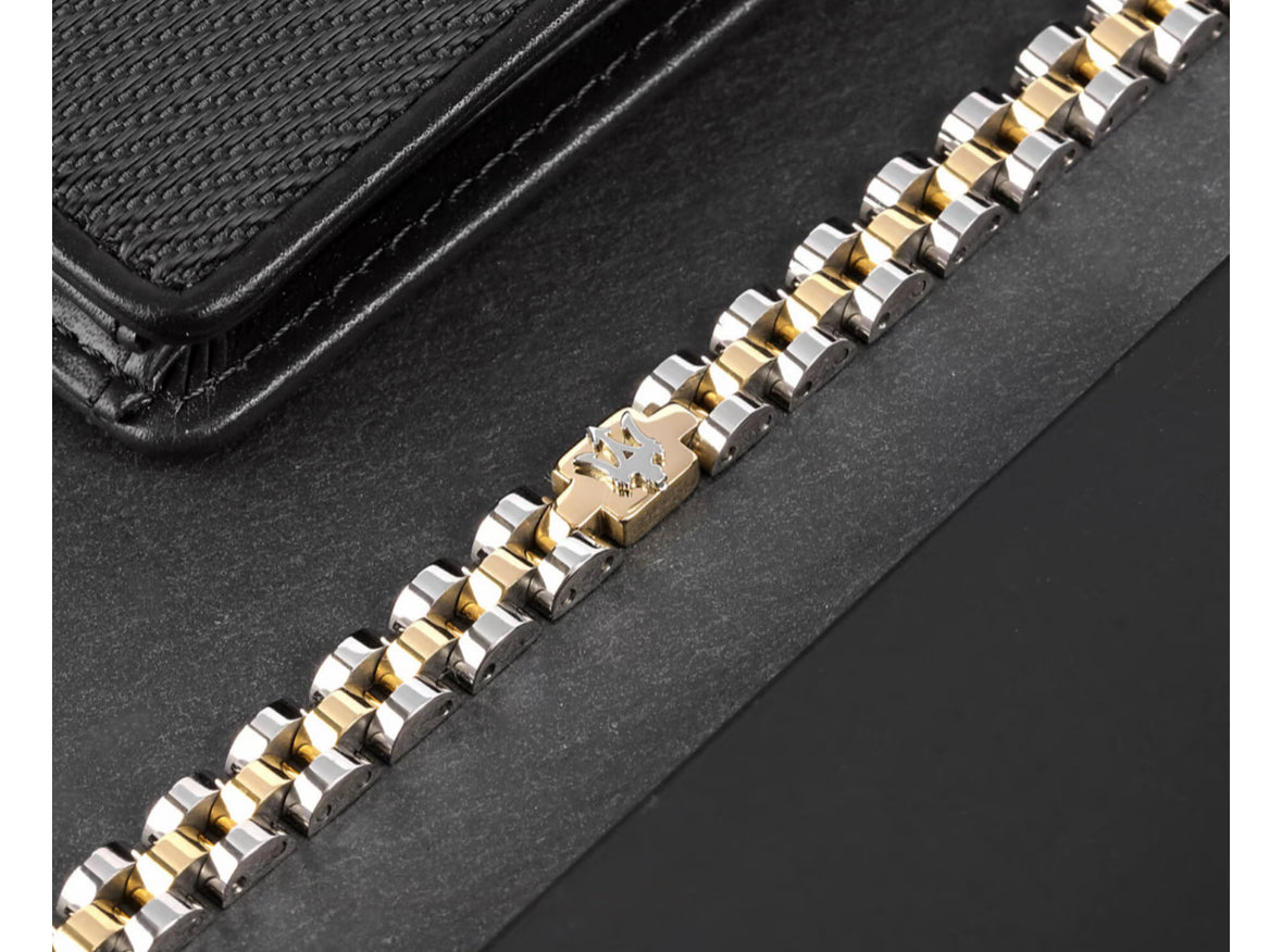 Bracelet argent et or maserati