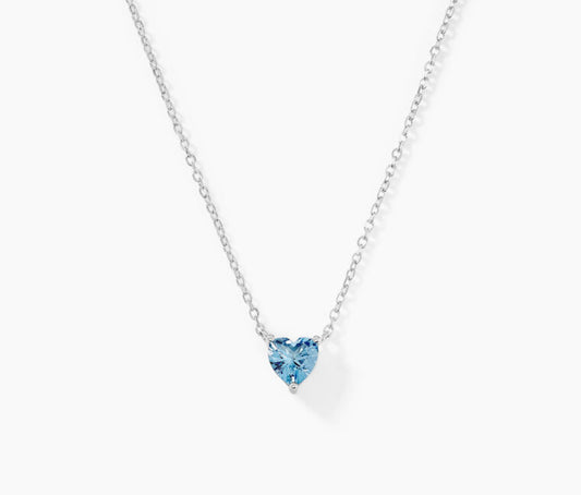 Collier argent cœur bleu