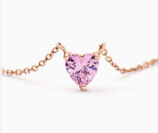 Colier femme cœur rose