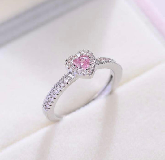 Imitation bague pandora argent cœur rose