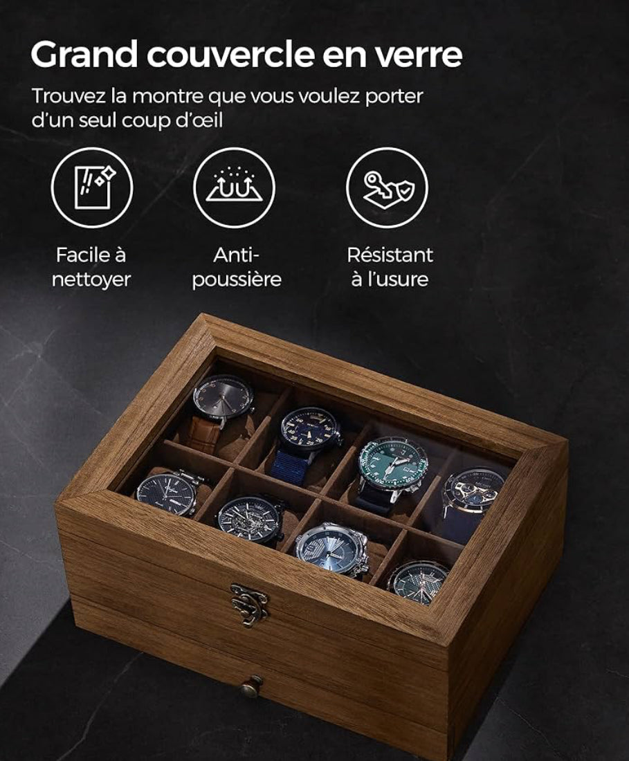 Boîte à montre et bijoux en bois