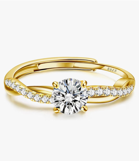 Bague solitaire acier inoxydable /or