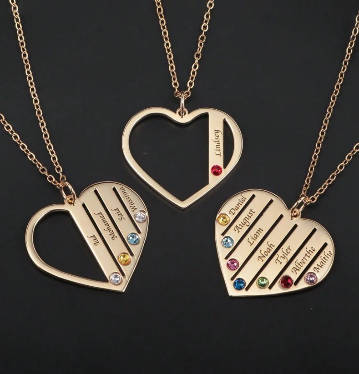 Cœur prénom personnalisé or/ acier inoxydable / or rose