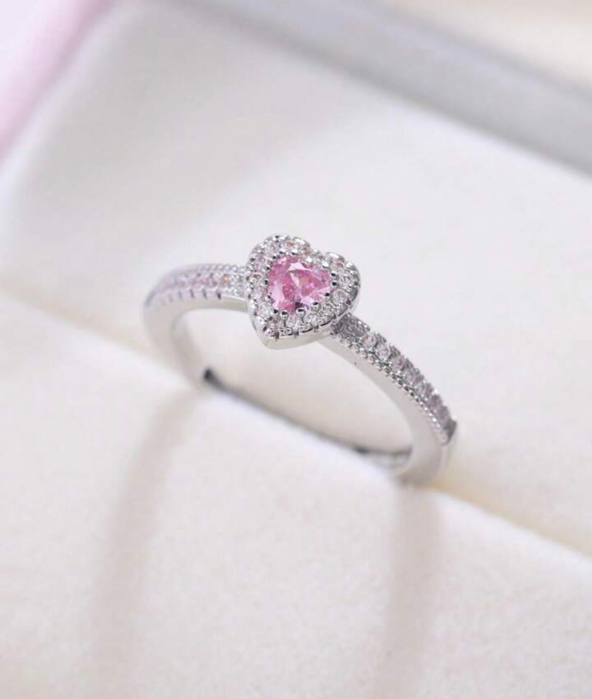 Imitation bague pandora argent cœur rose