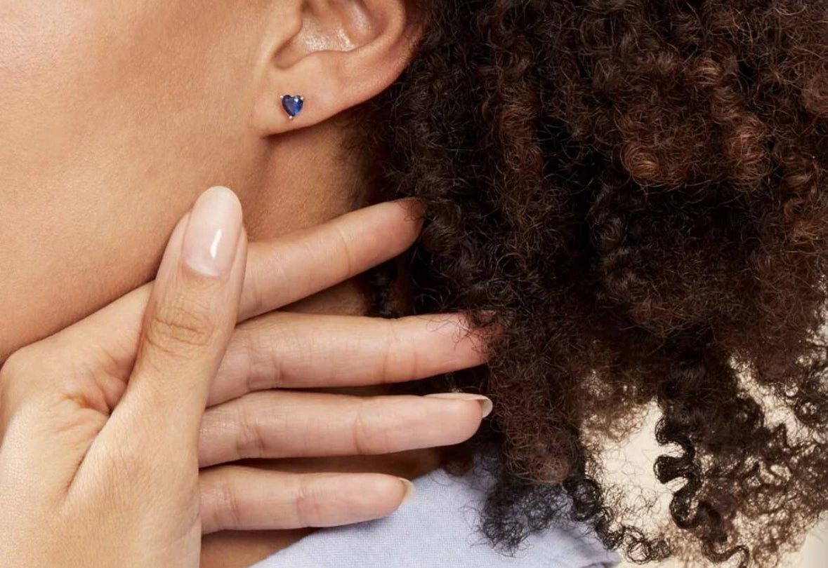 Boucle d’oreille cœur bleu