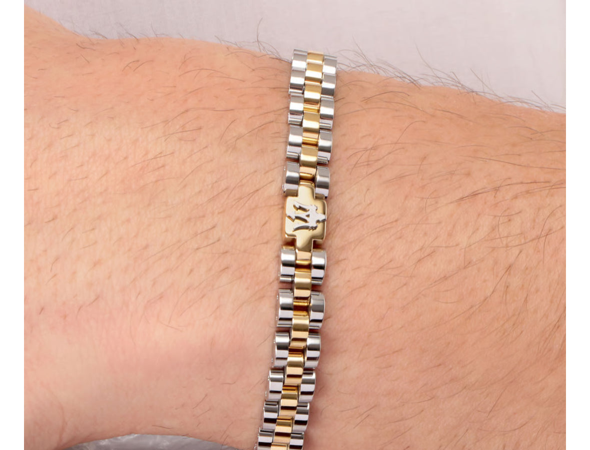 Bracelet argent et or maserati