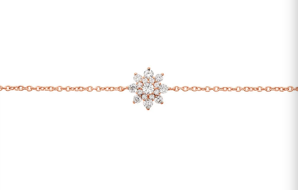 Bracelet or rose diamant fleure