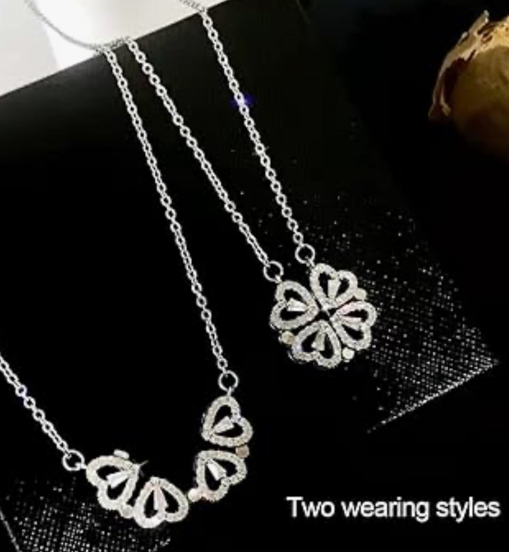 Collier argent trèfle à quatre cœur