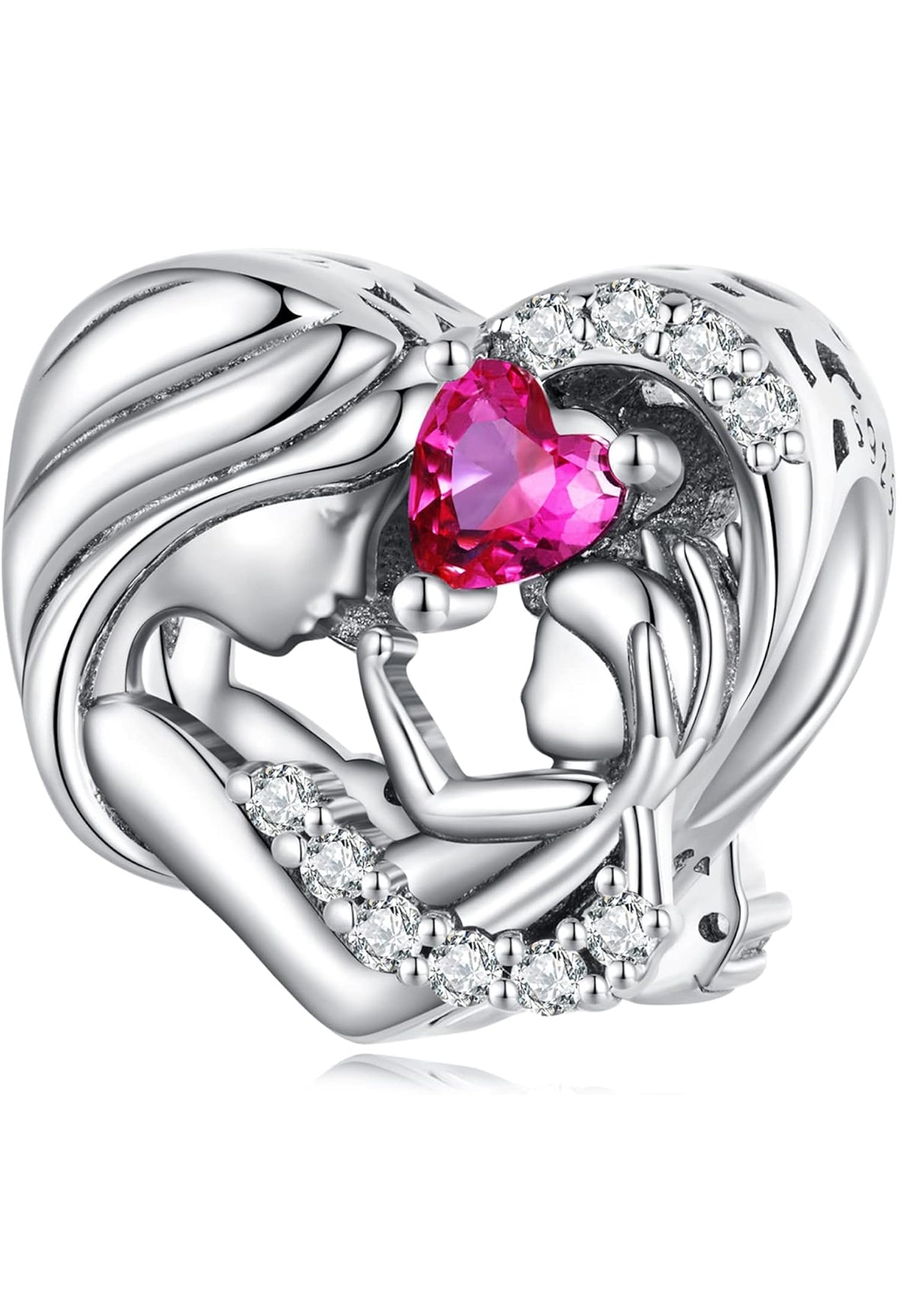 Cœur acier inoxydable maman / enfant