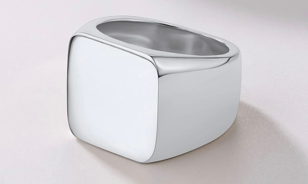 Chevalière homme acier inoxydable / plaqué or