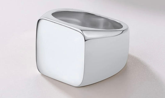 Chevalière homme acier inoxydable / plaqué or