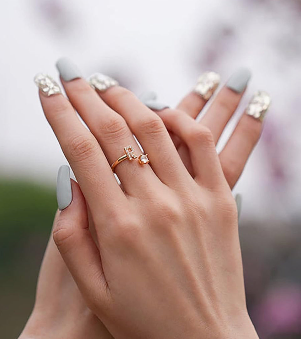 Bague initiale or rose