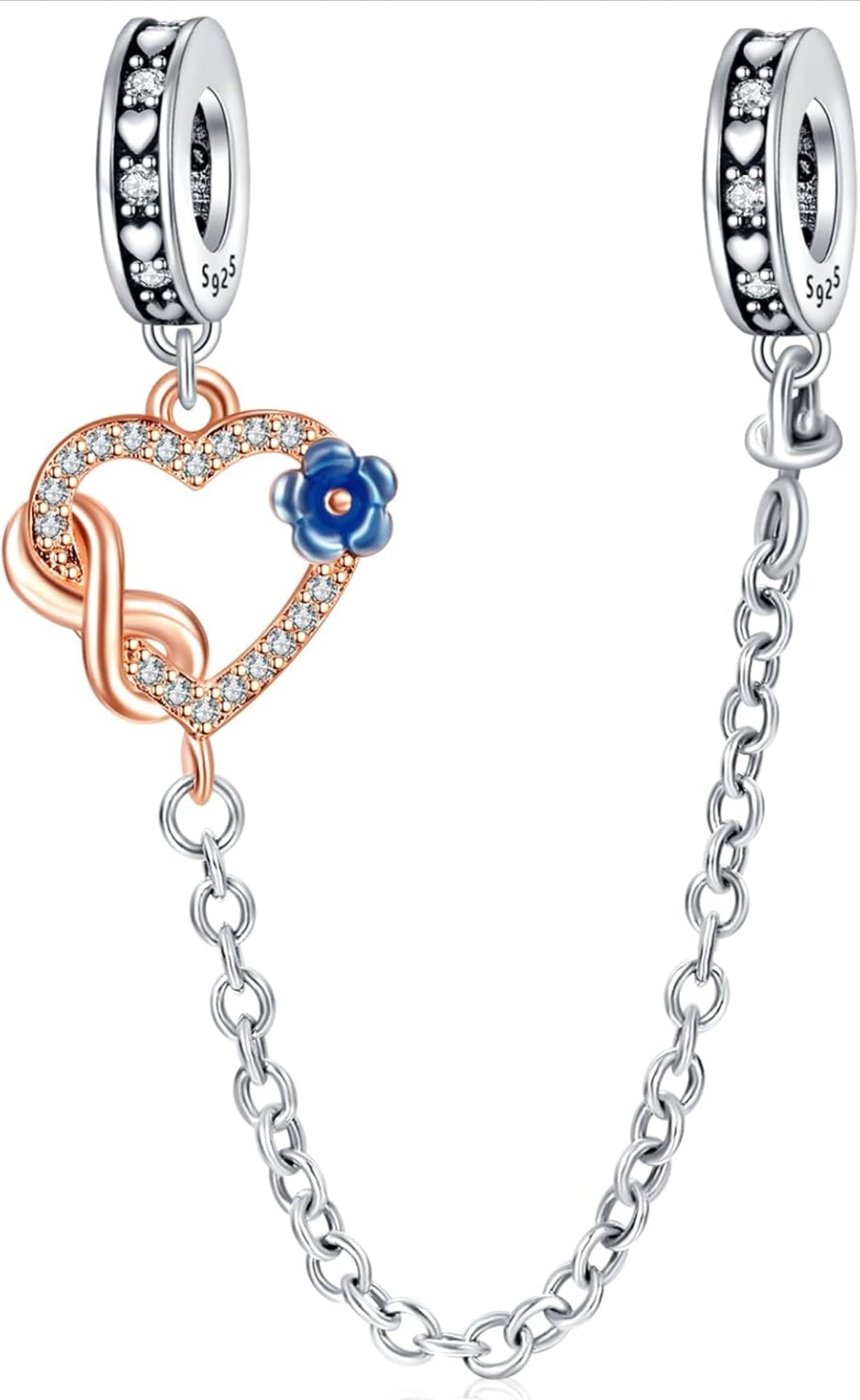 Chaîne de sécurité cœur or rose